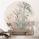 Tropikalna idylla z kolibrami Fototapeta - Bloomery Decor - Okrągła - Samoprzylepna / włókninowa