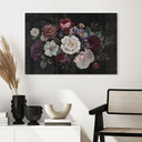 Glasbillede - Blomster stilleben i Redouté stil - Bloomery Decor