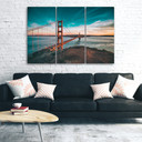3 stykke lærredstryk, Golden Gate Bridge San Francisco turkis