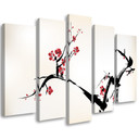 5 stykke lærredsprint Cherry Blossom Japan Nature