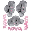 Muursticker set Wolken grijs en roze