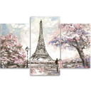 3 stykke lærredstryk, Eiffeltårnet Paris malet pink