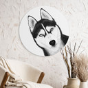 Rundt vægmaleri Siberian husky - hundeportræt - Korenkova – print på aluminium (Alu-Dibond)