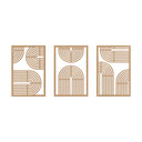 drewniane panele ścienne 3D tęcza - geometryczne (3-częściowe) - MDF natura