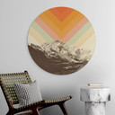 Vægcirkel Bodart - Retro Mountain Landscape – print på aluminium (Alu-Dibond)