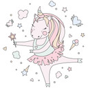 Sticker mural Kvilis - Illustration Licorne qui danse
