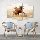 Lærredstryk 5 stykker, Bay Horse Galop Nature