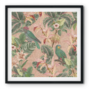 Plakat Botanika Dżungla z Papugami Różowy - Bloomery Decor - Kwadratowy