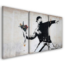 3 stykke lærredstryk, Banksy Graffiti kunstblomster