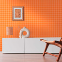 vintage ternet tapet orange hvid - retro ternet mønster tapet - non-woven tapet moderne