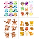 Sticker mural - Arbres avec animaux (bicolore)