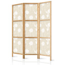 Japanischer Paravent, Raumteiler freistehend, Trennwand - Fish and Water Lilies: Sand-Beige Backgrou
