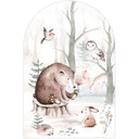 Wallsticker rundbuevægpanel dyrevenner i skoven - Kvilis - bred