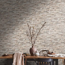 Papel pintado Piedra 3D beige - Papel pintado no tejido efecto piedra moderno para salon, entrada