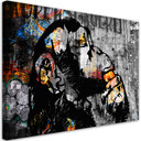 Canvasbillede, Street art Banksy abe abstrakt