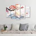5 stykke lærredstryk, Japan Cherry Blossom Mountains