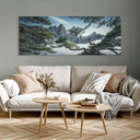 Vægmaleri af fyrreskov i Huang Shan-bjergene - NingYun Ye - Panorama – print på aluminium