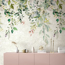 Fototapeta kwiaty, liście tapeta z włókniny natura matowa w kolorze beżowym 2,70 x 1,59 m