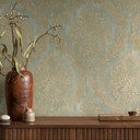 Barok behang groen goud - Vliesbehang met monster - elegant patroonbehang