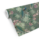 Tapet med mønster af påfugle i tropisk have på mosaik - Bloomery Decor