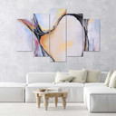 Lærred print 5 dele, abstrakt pastel beige