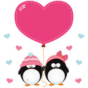 Sticker mural - Couple de manchots avec un coeur