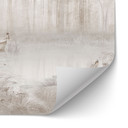 Zelfklevende Keukenachterwand Bos bij het meer in mist in beige - Ms Tiff