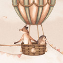 Fotomural habitación infantil Aventura Animal en Globo Aerostático - Oliver Robins