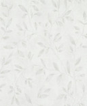 Non-woven tapet med bladmønster og metallic-effekt i hvidt blomstermønster 