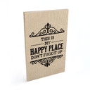 Houten Wanddecoratie Happy Place Spreuk Borduurpatroon - Magnusson