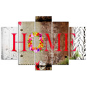 5 stykke lærred Print Hjem Inskription Blomster