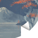 Fototapeta Japonia - Pełnia księżyca nad szczytem Fuji - Roze - Round - tapeta flizelinowa/tapeta fl