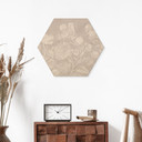Sekskantet Billede af træ vilde blomster i kridtlook beige - Bloomery Decor