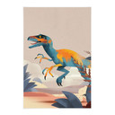 Obraz tkaniny do pokoju dziecięcego - Velociraptor - Brązowy