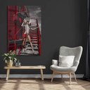 Tableau sur verre Bolgov - Mannequin en blanc et rouge