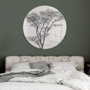 Glasbild Minimalistischer Baum in ruhiger Landschaft - Flour - Rund