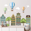 Sticker mural Set de maisons colorées 02 (7 pièces)