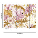 Orange og lyserødt non-woven tapet Designwalls FlamingoArt flamingo jungle