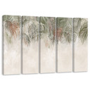 Lærredstryk 5 styk, palmeblade