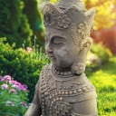 Meditierender Buddha aus Kunststein, betongrau | 41x30x45 cm