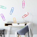 Wallsticker - Papirclips, farverige