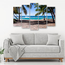 5 stykke lærred Print Tropical Beach Palm Trees