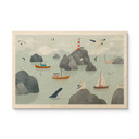 Houten Wanddecoratie Maritiem Kustmotief met Vuurtoren - Oliver Robins