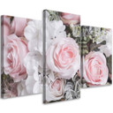 3-delt lærredsprint Pink Roses Flowers Nature