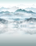 Fototapet med tåge og bjerge Blå, Grå, Illustration 2.70 x 2.12 m