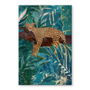 Glasbillede - Leopard i smaragdgrøn jungle - Manovski