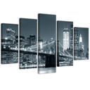 5 stykke lærredstryk New York Bridge sort og hvid