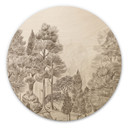 Houten Wanddecoratie bos met boslandschap in beige - Ms Tiff - Rond