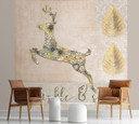 Fototapete, Hirsch in Gold Abstrakt Glamour- Andrea Haase