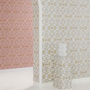 Versace fleecetapet La Scala del Palazzo geometrisk sølv, guld, pink